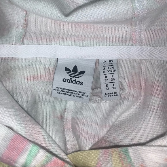 Adidas Originals Crop Hoodie Size XS Oversized Multicolour Fit Cotton Sweatshirt - Picture 11 of 13